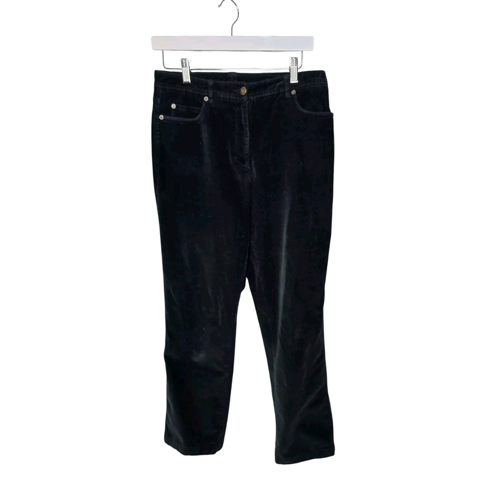 Saks Fifth Avenue Corduroy Pants Women Size 6 Black Straight Leg Stretch